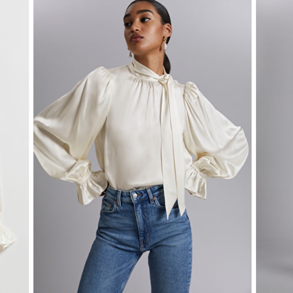 & other stories tie neck blouse